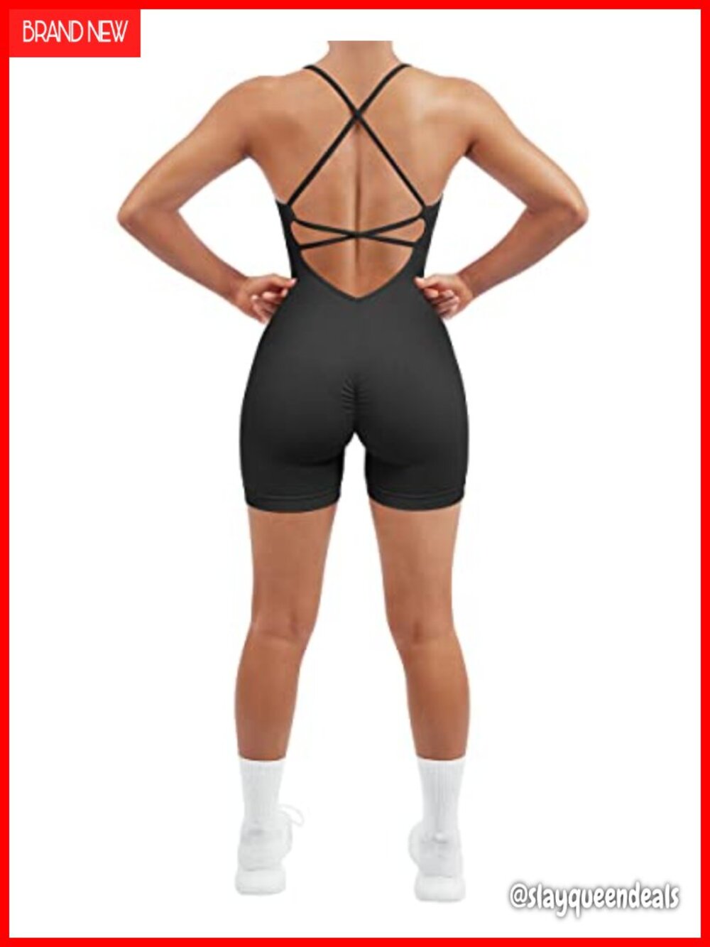 Women's Seamless Workout Romper Strappy Backless Jumpsuit Padded Sports Bra